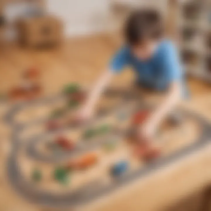 Child building a DIY car track for toy vehicles