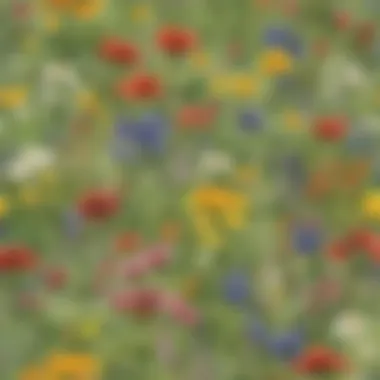 Colorful Depiction of Lively Wildflower Meadow Watercolor Painting of Vibrant Wildflowers