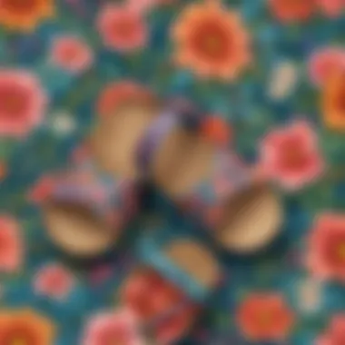 Footbed sandal featuring vibrant floral patterns