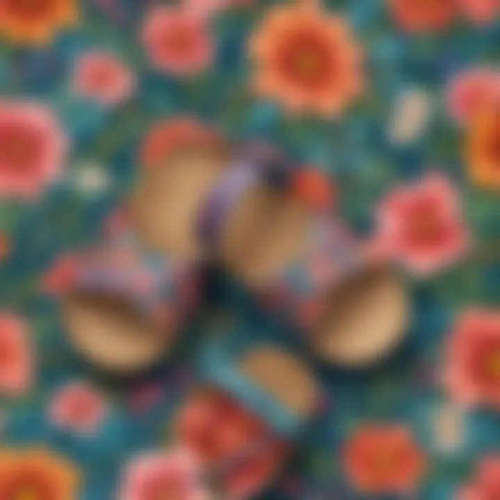 Footbed sandal featuring vibrant floral patterns