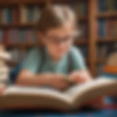 Engaging in the Joy of Reading A captivating illustration of a child engrossed in reading a book