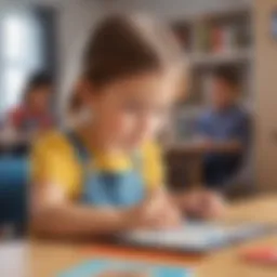 Child engaging with educational app on tablet
