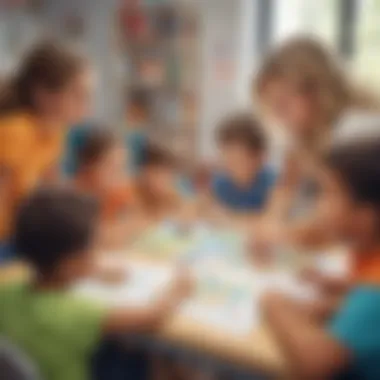 Collaborative Learning Environment Group of children collaborating on a learning activity