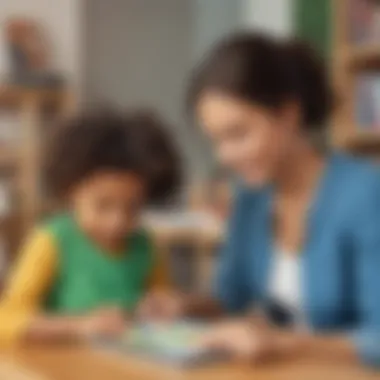 Parent supervising child using educational app