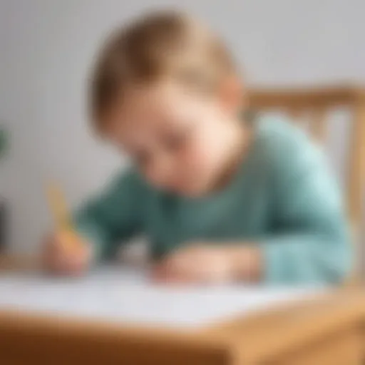 A young child engrossed in tracing alphabet letters on a worksheet