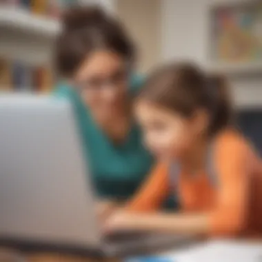 Parent and child exploring online learning together