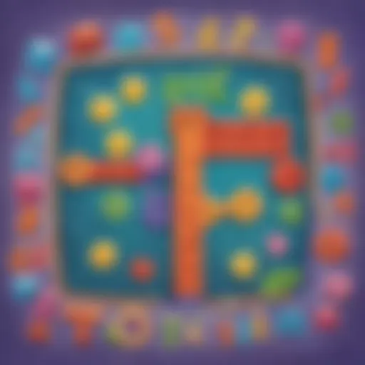 Illustration of a colorful math game for first graders