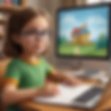Virtual Math Tutor for First Graders Illustration showcasing a virtual math tutor for young learners