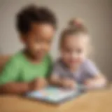 Engaging preschoolers playing sight word games on tablets