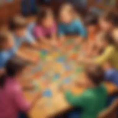 Children collaborating on a puzzle together.