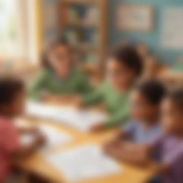 Illustration of diverse children learning math