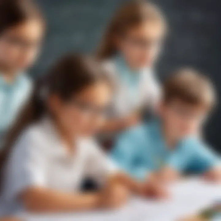 Illustration of kids solving math problems
