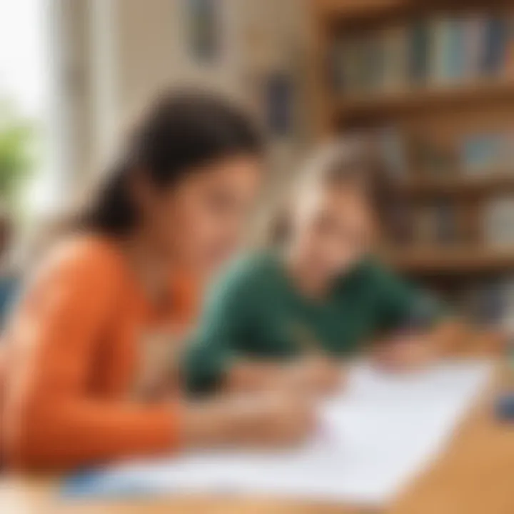 Parent and child working together on a writing assignment