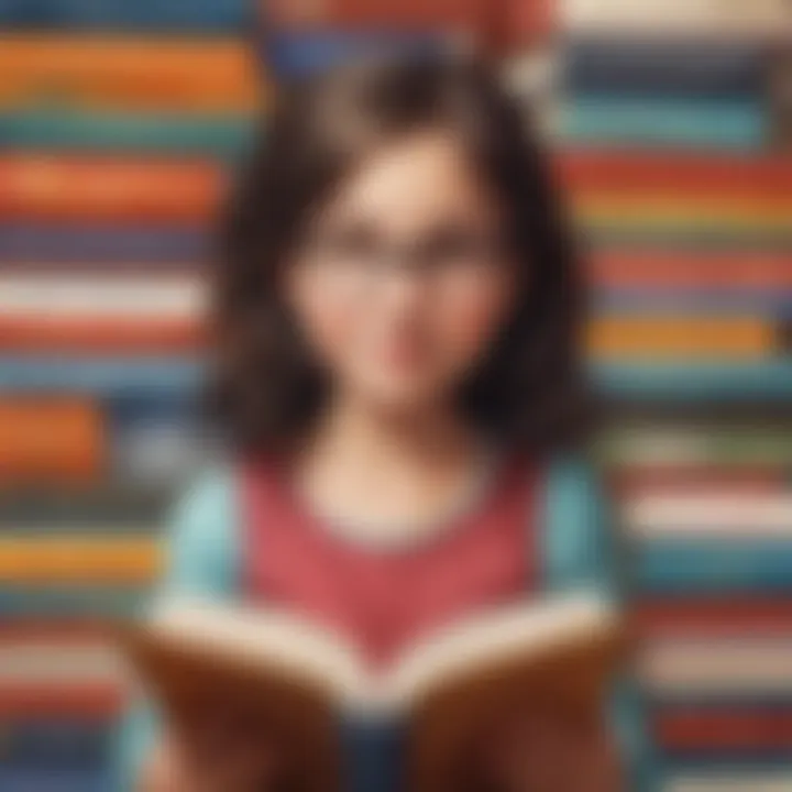A stack of recommended age-appropriate books for fifth graders.