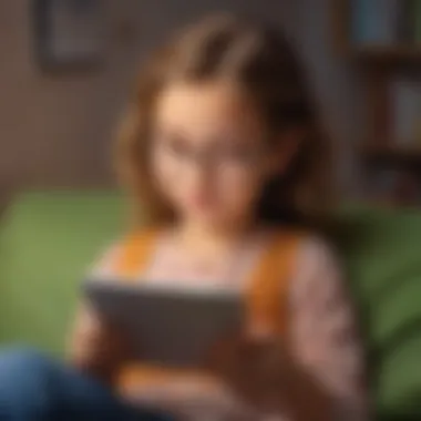 Embracing Digital Literature A child happily reading on a digital device.