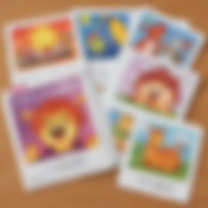 Colorful flashcards with rhyming words
