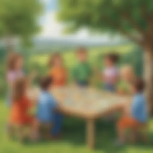 Children engaging in a rhyming game outdoors