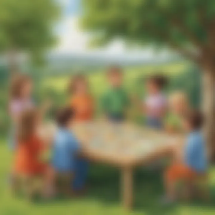 Children engaging in a rhyming game outdoors