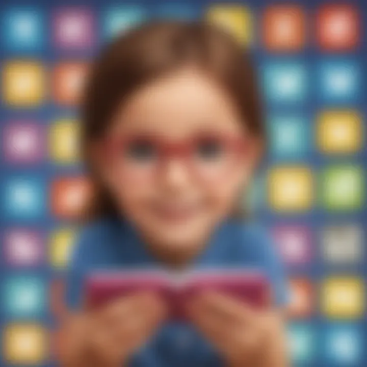 Colorful interface of a sight word app showing various words for kids to learn.