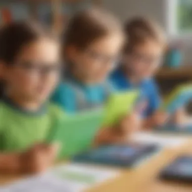 Children happily using tablets to learn sight words.