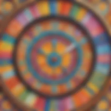 Illustration of a playful clock face with colorful numbers