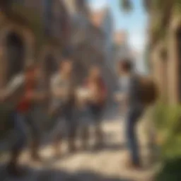 Joyful players engaging in a scavenger hunt game