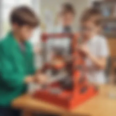 Simple Machine Creation Kids constructing a simple machine for a science project