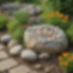 Artistic rock arrangement in a garden setting