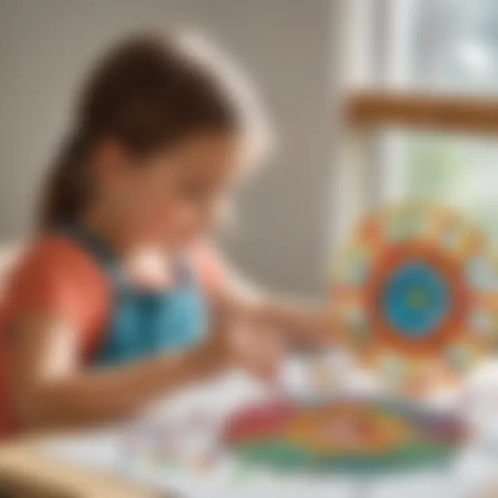 A child engaged in crafting a suncatcher using colorful glass beads