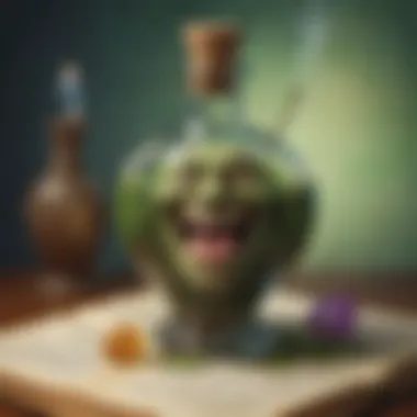 A whimsical illustration of a magical laughter potion