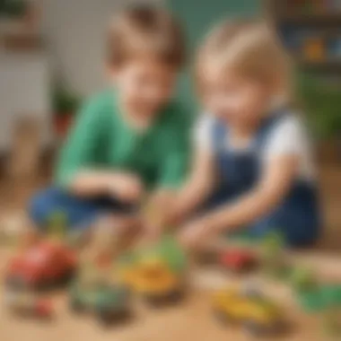 Creative Playtime with Eco-Friendly Toys Children engaged in creative play with eco-friendly toys