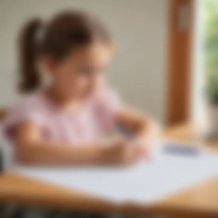 Child practicing cursive writing on a worksheet