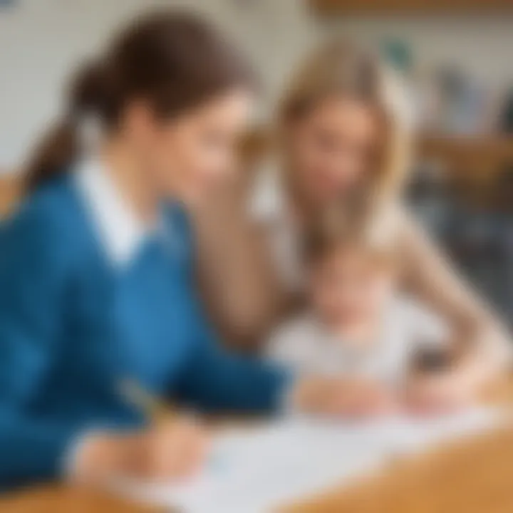 Teacher guiding a child with handwriting exercises