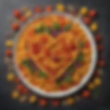 Delightful Heart Pasta Plate A beautifully arranged plate of heart pasta with vibrant vegetables and sauce