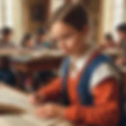 A young student engrossed in reading a history book