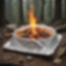 A campfire with hobo meals wrapped in foil