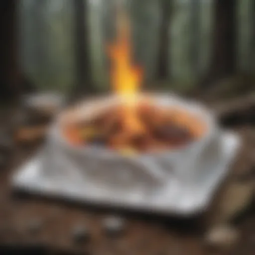 A campfire with hobo meals wrapped in foil
