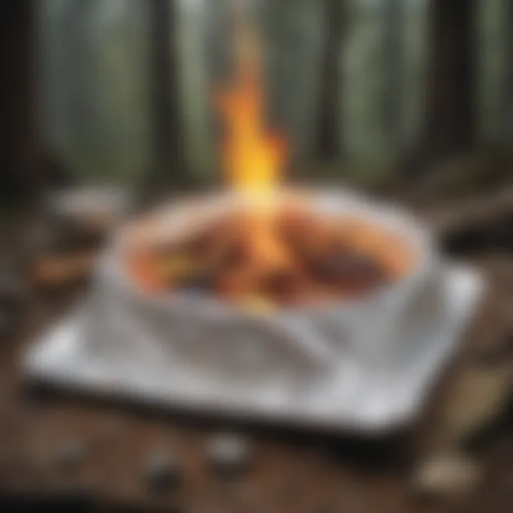 A campfire with hobo meals wrapped in foil