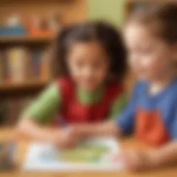 Illustration of creative educational activities for pre-K homeschooling