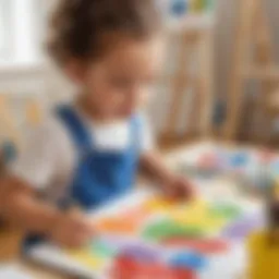 Young child engaged in painting project