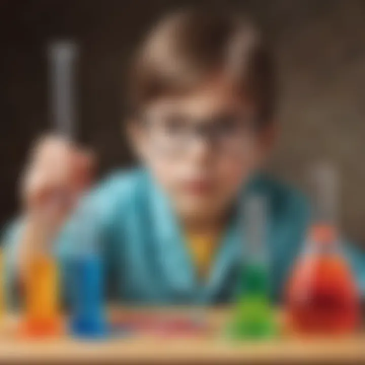 Handmade science experiment with colorful liquids