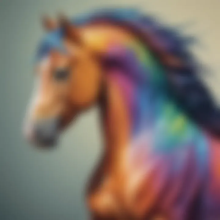 Colorful horse illustrations with various artistic styles