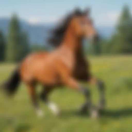 A majestic horse galloping in a meadow