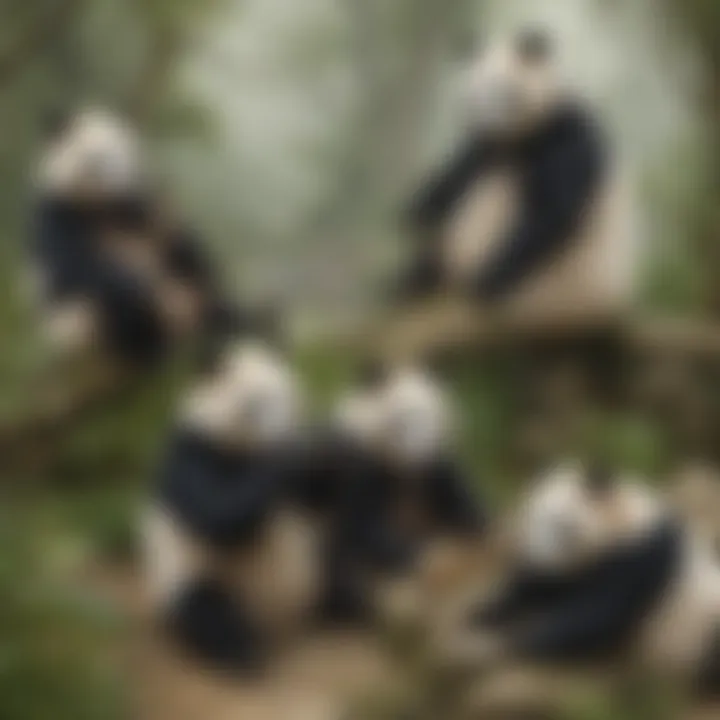 Panda conservation efforts showcasing a sanctuary with pandas interacting