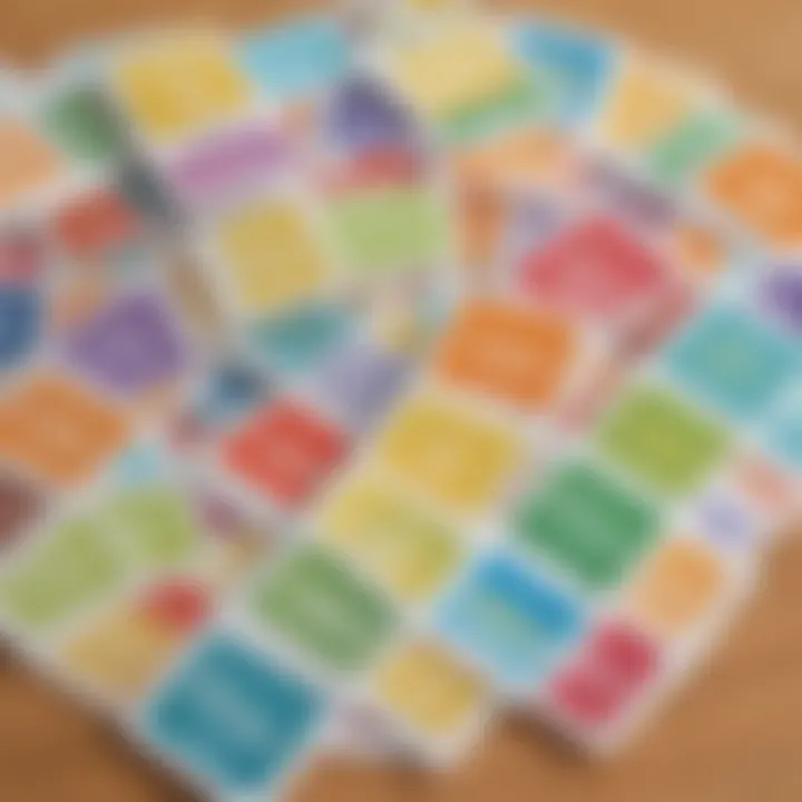 Illustration showcasing a variety of colorful sight word flashcards