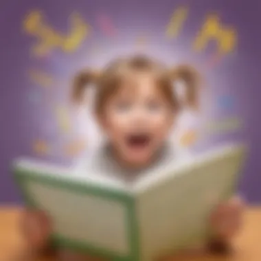 Illustration of a young learner reading a sight word sentence with enthusiasm