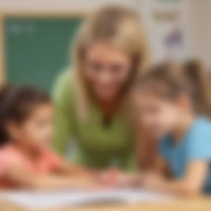 Illustration depicting a teacher and young learners practicing sight words together