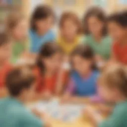 Children engaged in word games promoting language skills