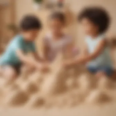 Children Engaging with Kinetic Sand Children engaging with kinetic sand in a playful environment