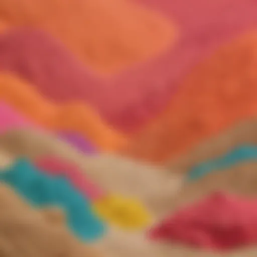 Colorful kinetic sand in various shapes and textures